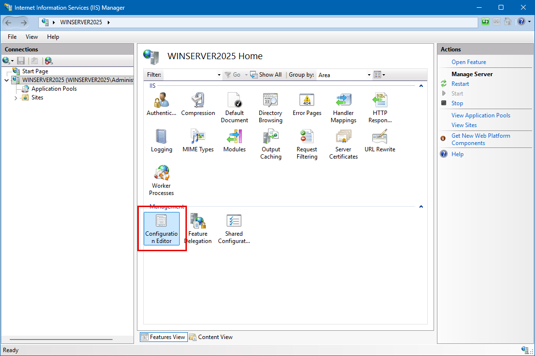 IIS Configuration Editor
