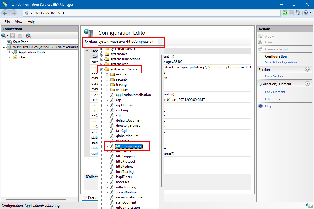 IIS Configuration Webserver