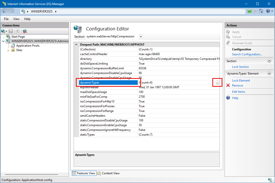 IIS httpCompression