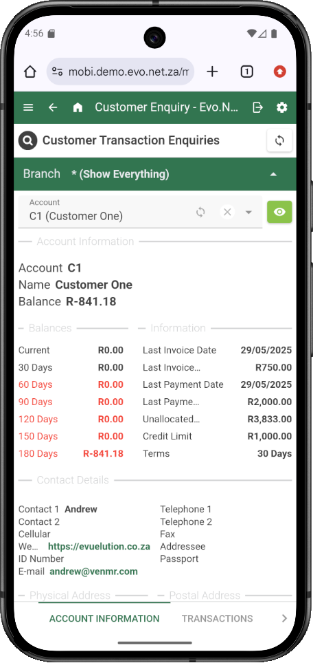 Customer Balance Enquiry