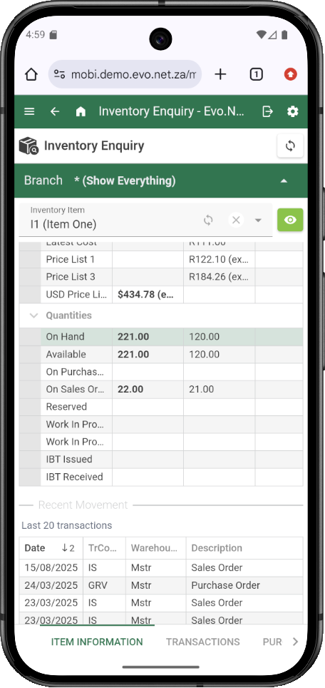Inventory Information