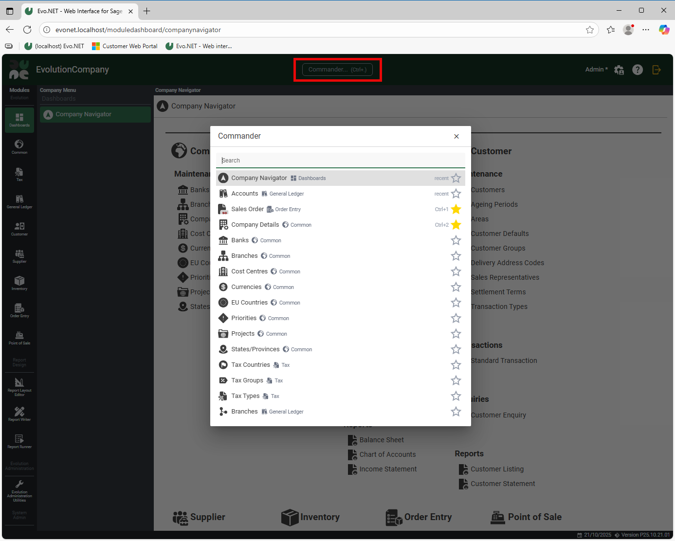 Commander Popup
