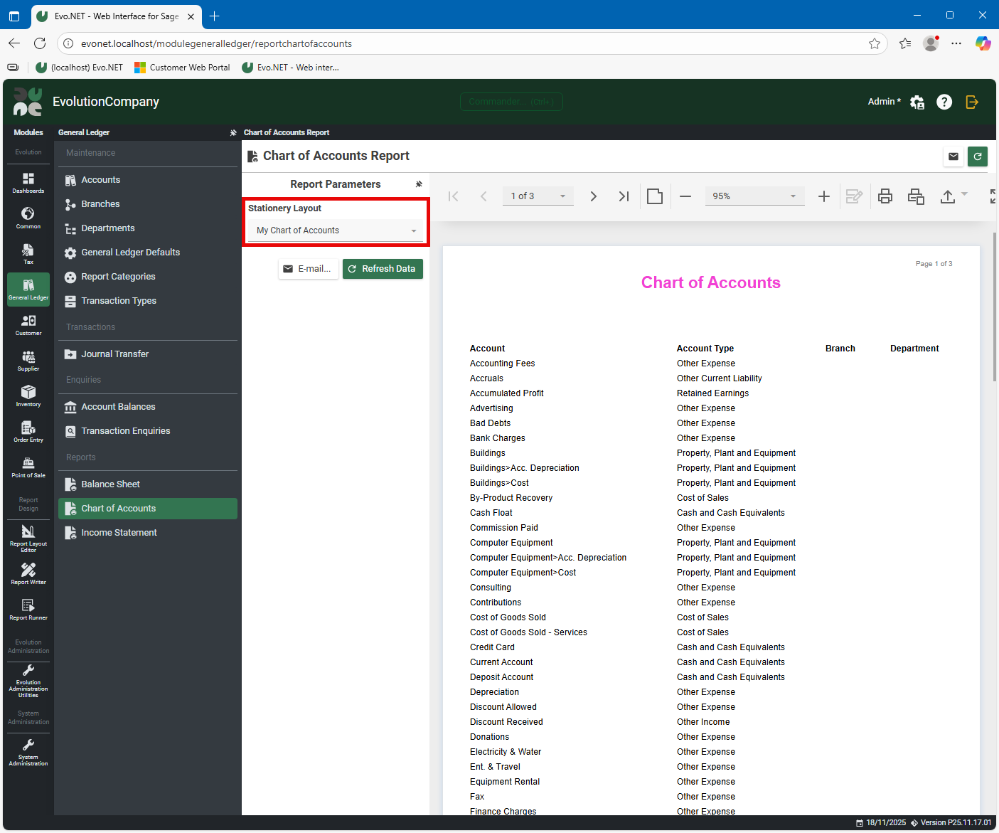 Report Layout Selection